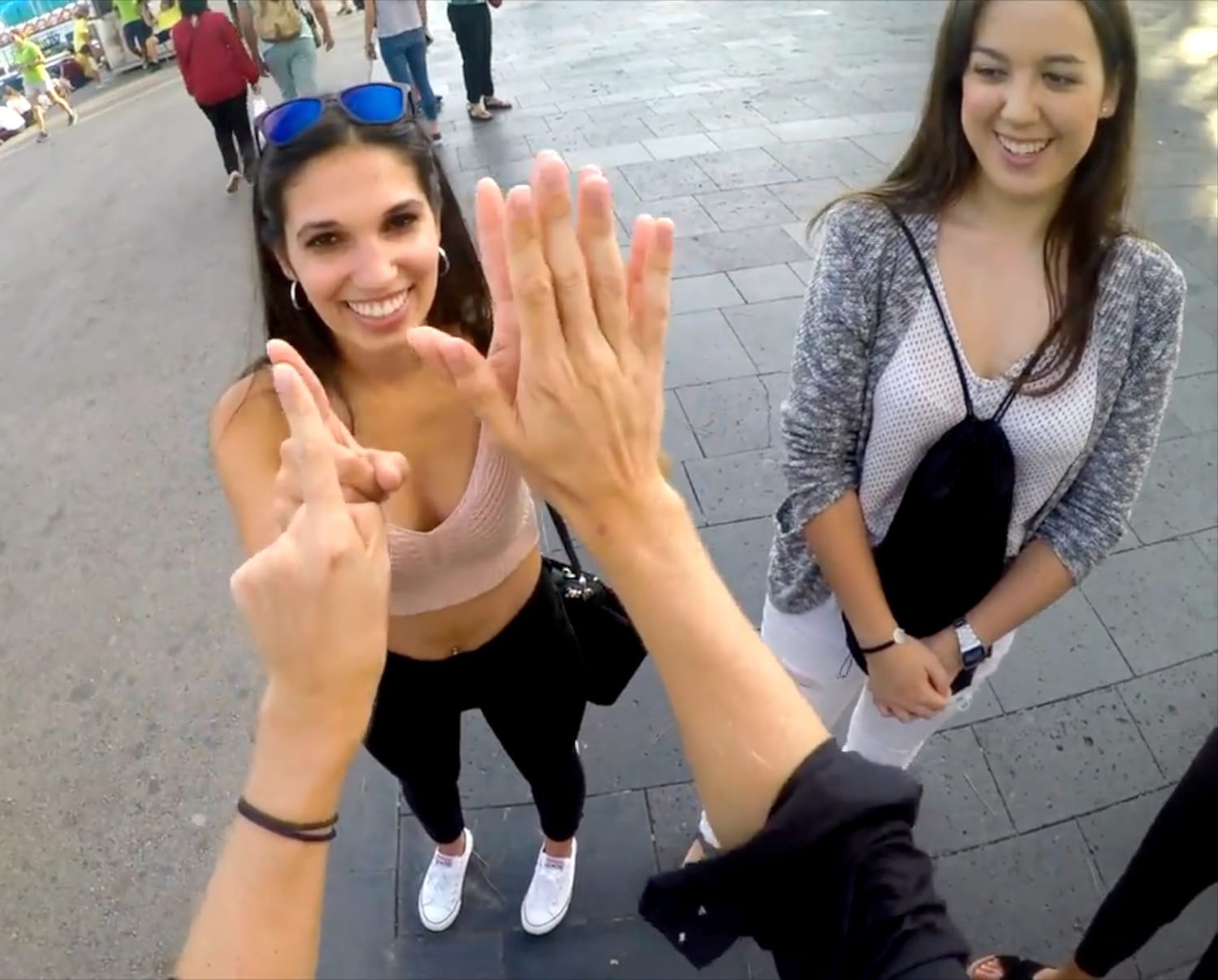 High-six with strangers in Barcelona